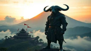 Legenda lembu suro: “kediri dadi kali, tulungagung dadi kedung, blitar dadi latar” 1 Ilustrasi sosok lembu suro mahluk legenda yang mendiami gunung kelud