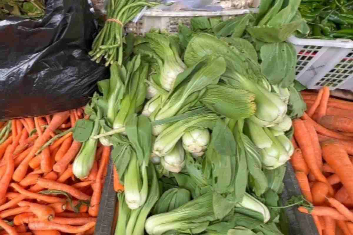 Sayuran seperti wortel dan sawi di pasar Tulungagung, harganya masih terkendali awal September 2025.