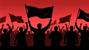 Ilustrasi massa demonstran sebagai simbol gerakan rakyat.