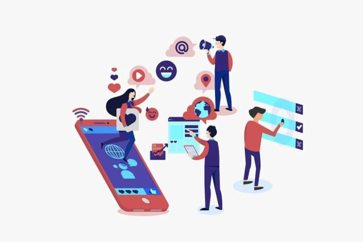 Ilustrasi aktivitas penggunaan media sosial