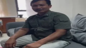 Sekretaris Komisi I DPRD Kabupaten Blitar, Mahfut, saat menyampaikan paparan dalam rapat kerja.