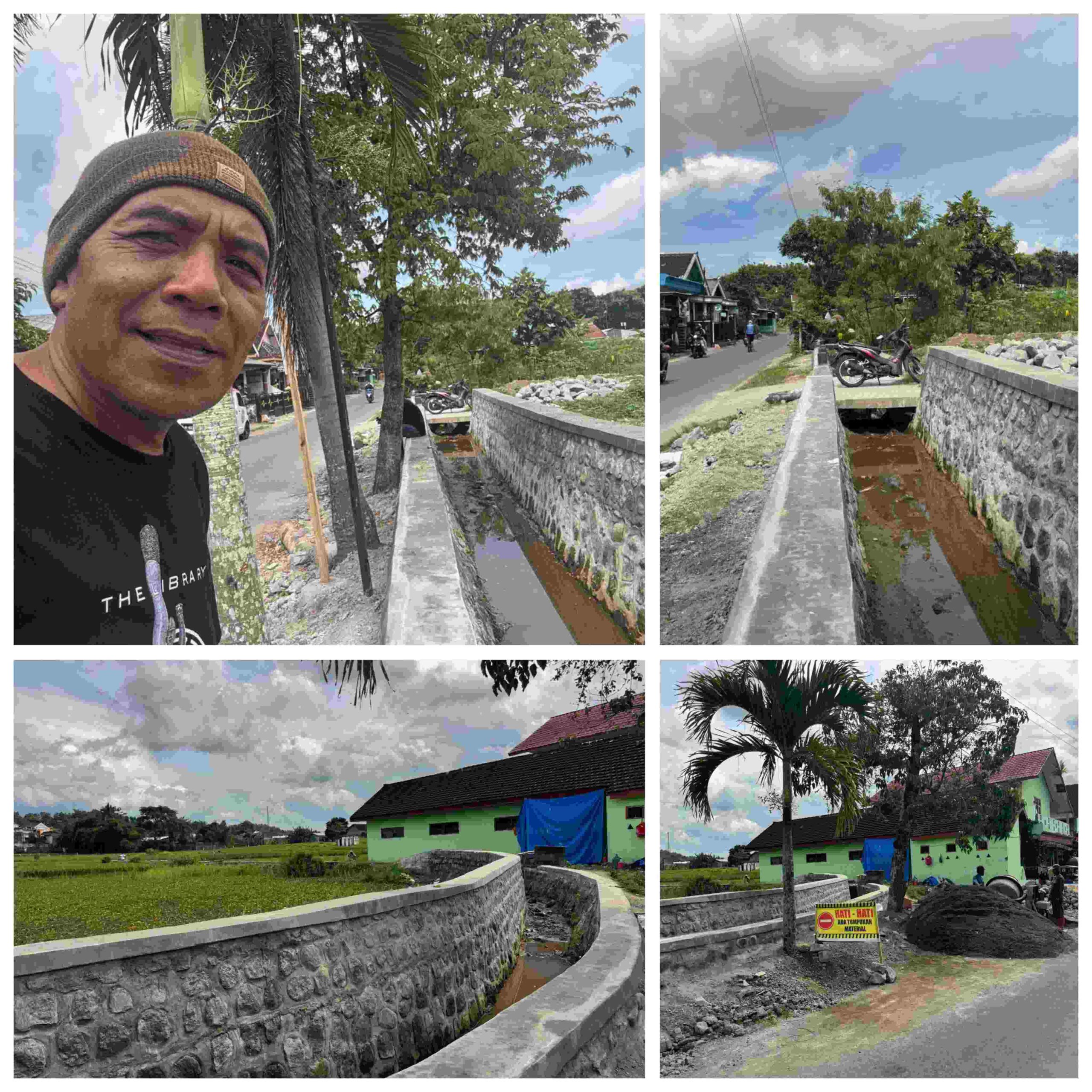 Anggota DPRD Kabupaten Blitar Budi Susila Jaya meninjau pembangunan saluran irigasi pertanian di Desa Kesamben.