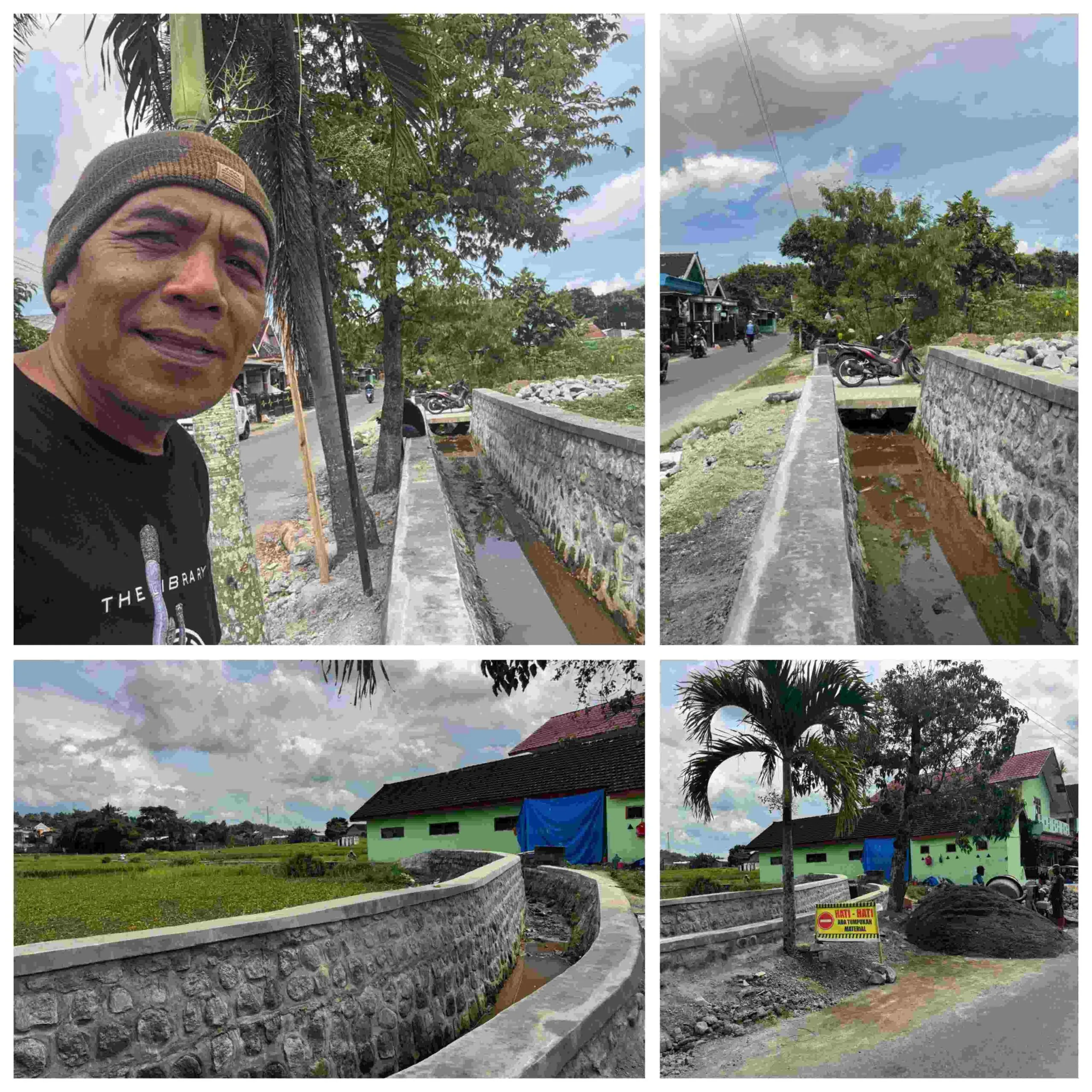 Anggota DPRD Kabupaten Blitar Budi Susila Jaya meninjau pembangunan saluran irigasi pertanian di Desa Kesamben.