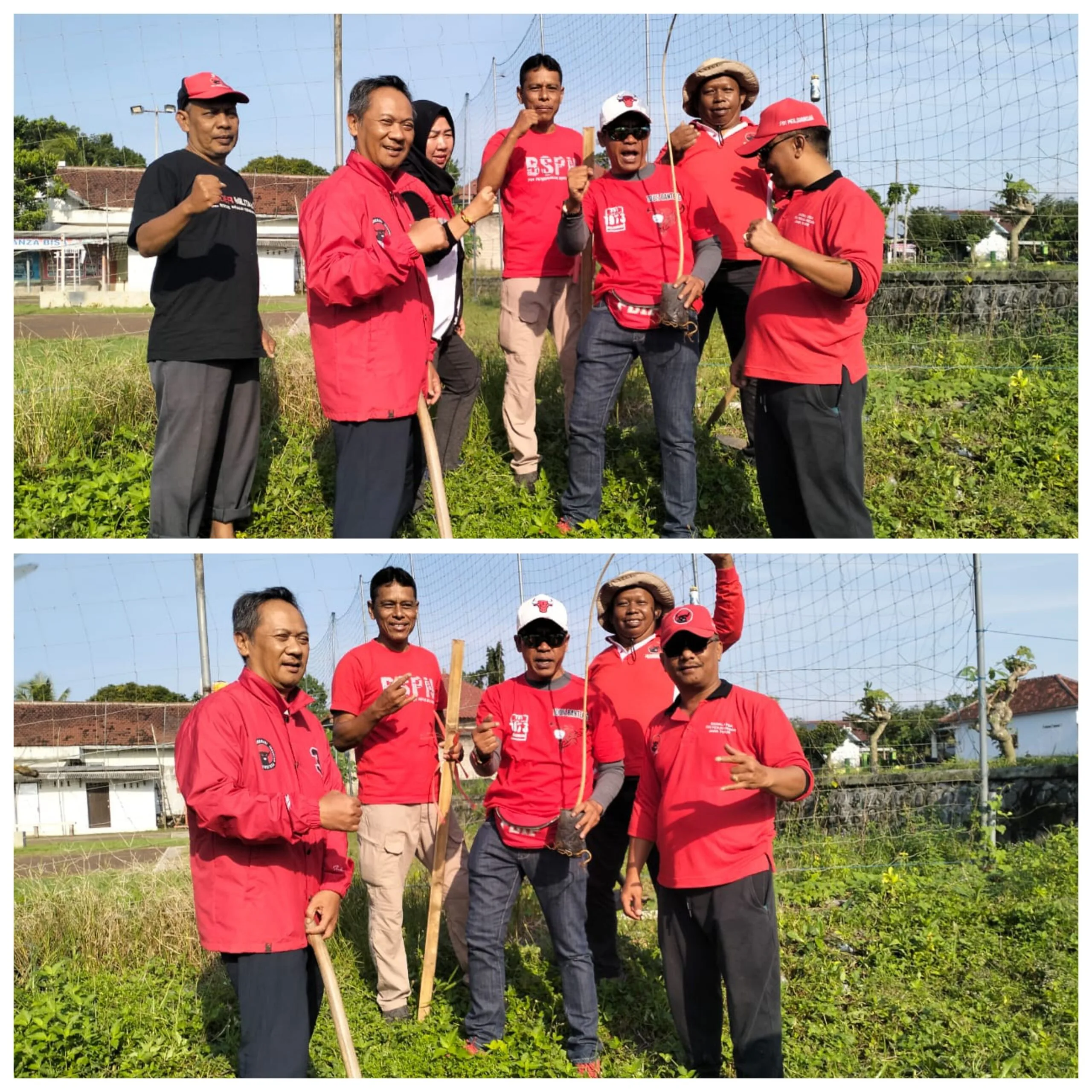 Kader PDIP bersama warga melakukan penanaman pohon di bantaran sungai.