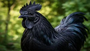 Ayam Cemani dengan bulu hitam legam yang menjadi ciri khas ras langka asal Indonesia