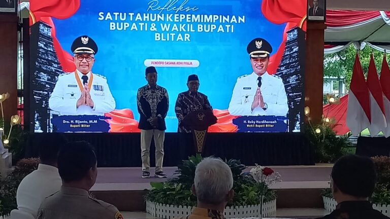 Refleksi satu tahun kepemimpinan Bupati dan Wakil Bupati Blitar digelar di Pendopo Sasana Adi Praja, Jumat (20/2/2026).