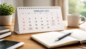 Kalender Februari 2026 digunakan sebagai ilustrasi perhitungan hari baik memulai usaha