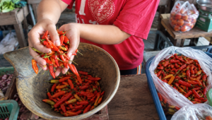 Cabai merah keriting di pasar Kota Blitar.