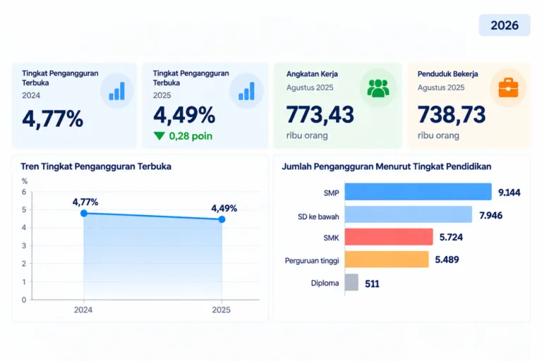 Data ketenagakerjaan Kabupaten Blitar menunjukkan TPT turun dari 4,77 persen pada 2024 menjadi 4,49 persen pada 2025.