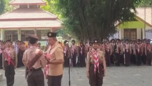 Prosesi pembukaan LT III Pramuka tingkat Kabupaten Kediri diikuti para peserta dari SMP dan MTs se-Kabupaten Kediri.