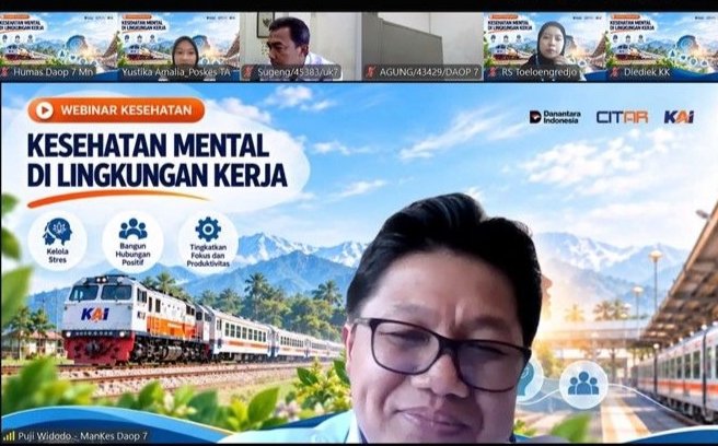 KAI Daop 7 Madiun menggelar Webinar Kesehatan Series ke-19 bertema Kesehatan Mental di Lingkungan Kerja pada Rabu (14/10/2026), sebagai upaya meningkatkan kesadaran pekerja terhadap pentingnya menjaga kondisi psikologis.