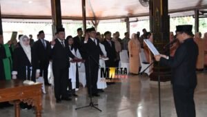 Pelantikan 21 pejabat pimpinan tinggi pratama (JPT Pratama) di lingkungan Pemerintah Kabupaten Tulungagung yang dipimpin Plt Bupati Tulungagung Ahmad Baharudin di Pendopo Kongas Arum Kusumaning Bongso, Kamis (8/10/2026).