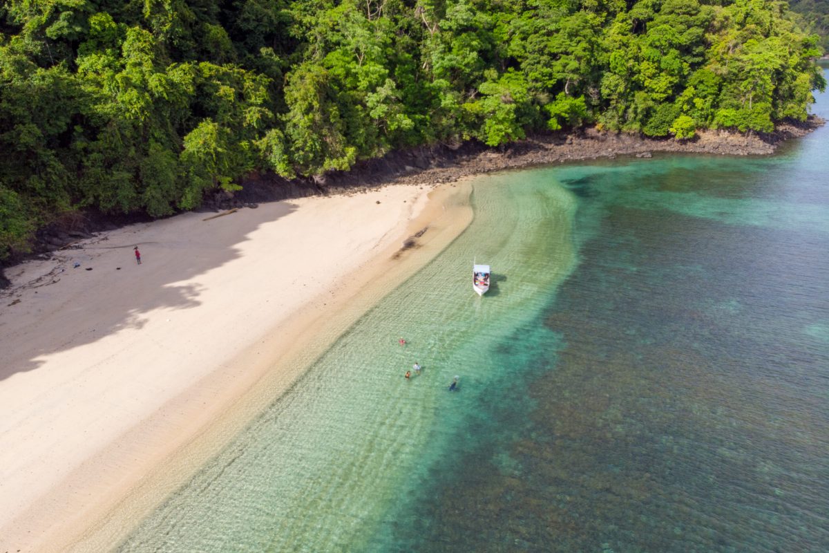 Ilustrasi pantai dengan pemandangan indah ( freepik)