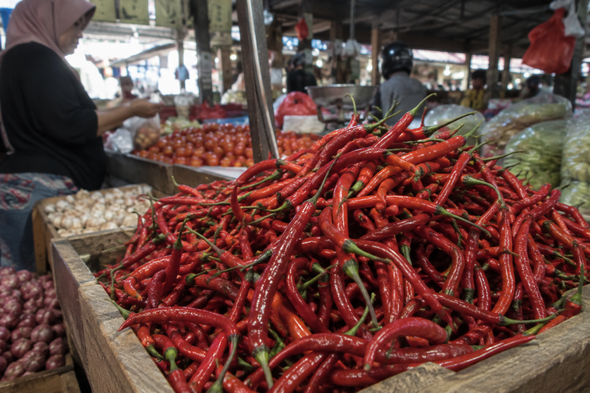 Harga cabai merah keriting di pasaran Kota Kediri tercatat naik Rp8.333 per kilogram dalam sepekan.