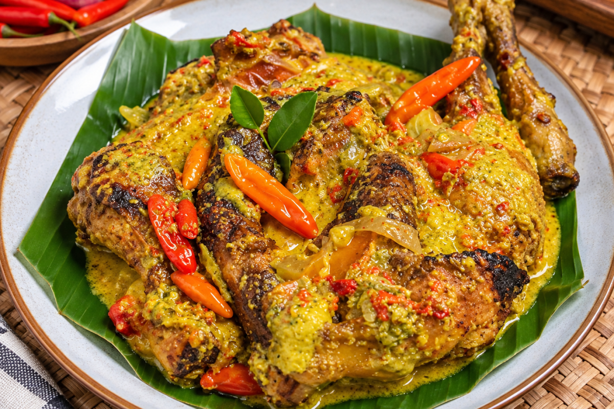 Ayam Lodho khas Tulungagung dengan bumbu santan pedas dan rempah, disajikan dengan aroma bakaran yang khas. Ayam Lodho khas Tulungagung dengan bumbu santan pedas dan rempah, disajikan dengan aroma bakaran yang khas.